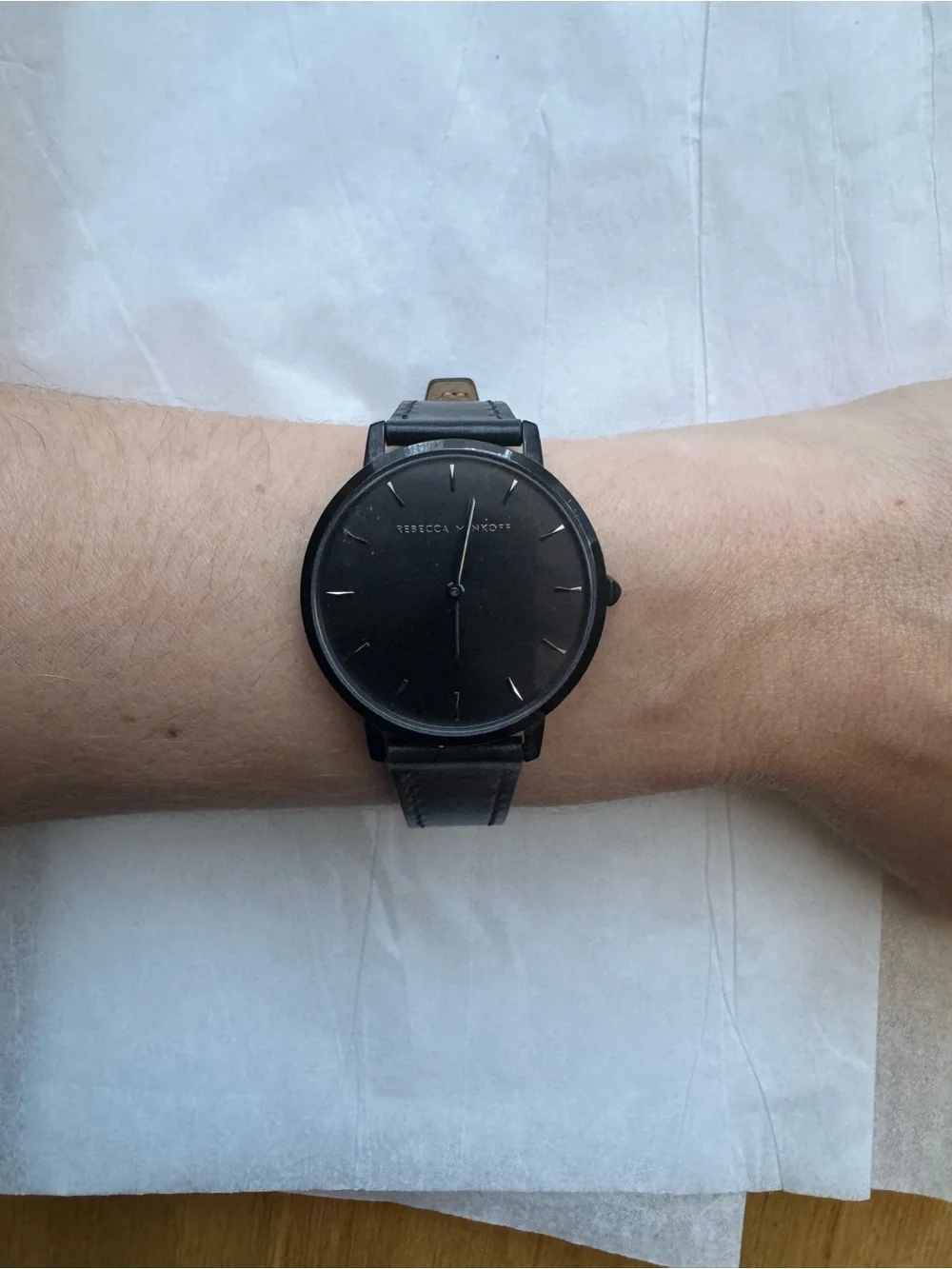 Rebecca Minkoff Black Leather & Black Dial Watch
